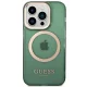 Guess iPhone 14 Pro Max vāciņš Gold Outline Translucent MagSafe, zaļš
