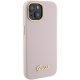 Guess iPhone 15 Case Silicone Script Metal Logo & Frame, Pink