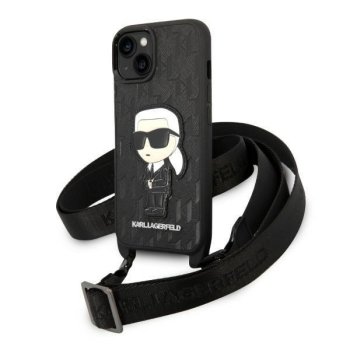 Apple iPhone 14 6.1" Karl Lagerfeld Monogram Ikonik Patch Case Cover (KLHCP14SSTKMK), Black