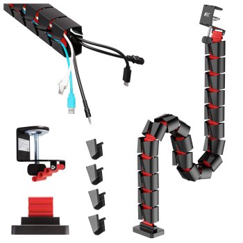 NanoRS RS125 Desk Cable Organizer Spine, 1345mm, Black/Red