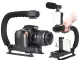 Vlogging Kit AY-49U with C-Shape Bracket, Microphone and LED Light, Black