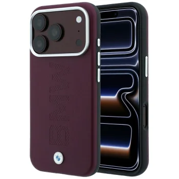 Чехол BMW Sign Centered Deboss MagSafe для iPhone 17 Pro / 18 Pro, бордовый
