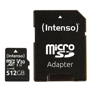 Карта памяти Intenso microSDXC 512GB UHS-I U3 V30 Professional с SD-адаптером