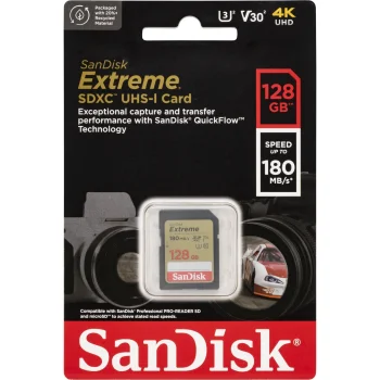 Карта памяти SanDisk Extreme SDXC 128GB UHS-I U3 V30 C10
