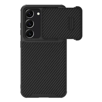 Nillkin Synthetic Fiber S Case vāciņš Samsung Galaxy S23+ ar kameras vāciņu, melns