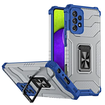 Vāciņš Samsung Galaxy A72 4G Crystal Ring Case ar gredzenu, zils