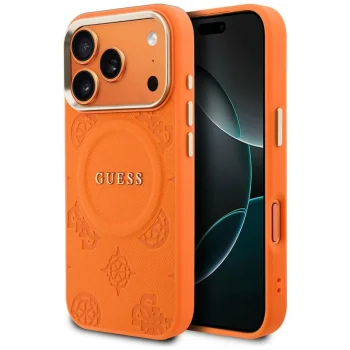 Guess Peony Hot Stamp MagSafe чехол для iPhone 17 Pro – оранжевый