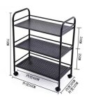 Rolling Storage Cart Table on Wheels 50x30x75 cm, Black