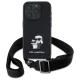 Apple iPhone 16 Pro 6.3\'\' Karl Lagerfeld Saffiano Karl&Choupette Metal Pin CBDY Strap Case Cover, Black | Telefona...