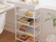 Apavu plaukts ar 5 auduma plauktiem, 81 x 39.5 x 21.5 cm, balts