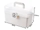 Folding Medicine Organizer and First Aid Box with Handle, White