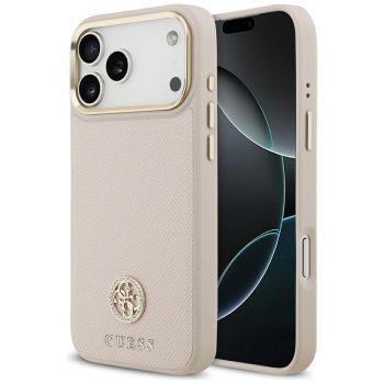 Чехол Guess Grained Strass Logo MagSafe для iPhone 17 Pro Max - розовый