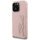 Karl Lagerfeld FW Grained Signature Logo Case for iPhone 16 Pro Max, Pink