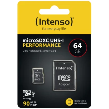 Intenso microSDXC 64GB UHS-I U1 Performance Memory Card with SD Adapter