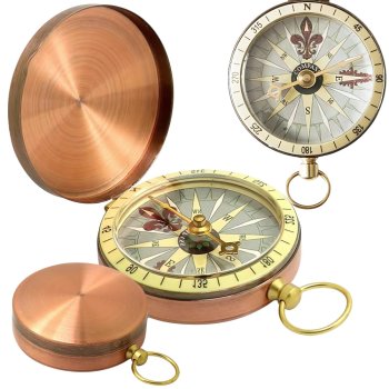 Metal Pocket Compass with Lid for Hiking and Survival, Copper