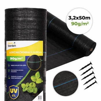 Черное агроволокно от сорняков Multigarden, УФ-защита, 90г/м², 3.2x50м с...