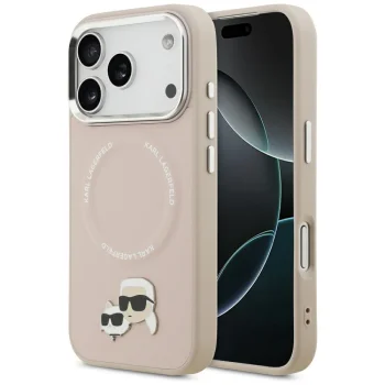 Чехол Karl Lagerfeld для iPhone 17 Pro Max MagSafe Karl & Choupette Pins, бежевый