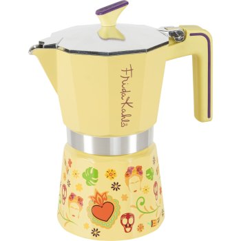 Pedrini Frida Kahlo Moka Pot, 6 Cups, Yellow
