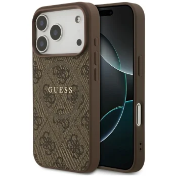 Чехол Guess 4G Ring Classic Logo MagSafe для iPhone 17 Pro, коричневый