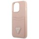Guess Saffiano Triangle Logo Cardslot vāciņš iPhone 13 Pro, rozā