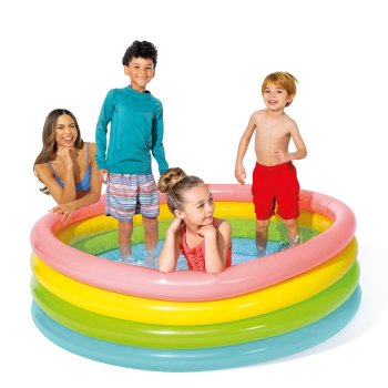 Intex Rainbow 4-Ring Inflatable Kids Pool 168 x 46 cm 56441