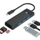 Orico PAPW3AT-C3 USB-C sadalītājs ar 3x USB-A 3.0 un SD/MicroSD lasītāju 1m Melns