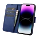 Кожаный чехол-книжка iCarer для iPhone 14 Pro Max 2in1 Anti-RFID, синий