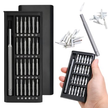 Precision Screwdriver Set with 24 Magnetic Bits in Case for Electronics Repair