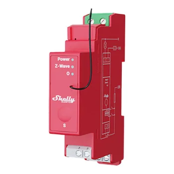 Shelly Wave Pro 1PM DIN Rail Smart Relay with Power Measurement, Red