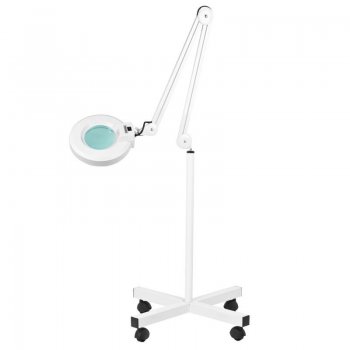 Kosmetoloģiskā LED lampa ar palielināmo stiklu S4 ar statīvu, baltā | Cosmetology magnifying lamp