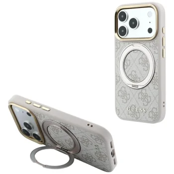 Guess Ring Stand 360 4G Classic Logo MagSafe Case for iPhone 17 Pro Max / 18 Pro Max, Pink