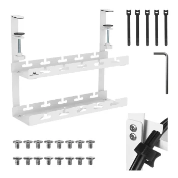 Maclean MC-104 W Zemgalda kabeļu organizators, 2 līmeņi, balts