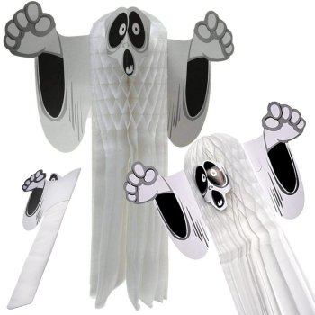 3D Foldable Paper Ghost Halloween Decoration, White