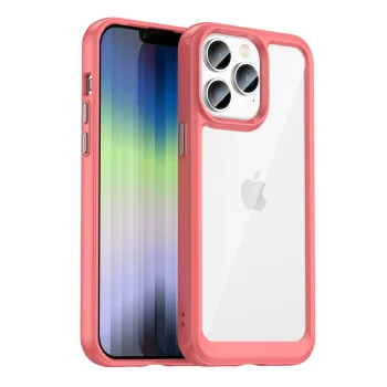 Outer Space Case for iPhone 14 Pro Hybrid Hard Cover with Gel Frame, Red