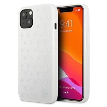 Mercedes iPhone 13 mini Case Silver Stars Pattern, White