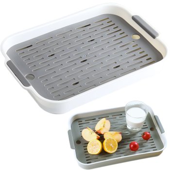 Двухуровневый кухонный поднос со сливом для посуды, овощей и...