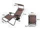 Garden Beach Deck Chair Folding Sunbed with Canopy and Cup Holder, Brown
