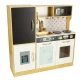 Bērnu koka virtuve ar ledusskapi un krīta tāfeli LULILO, Zelta | Kids Wooden Kitchen with Refrigerator