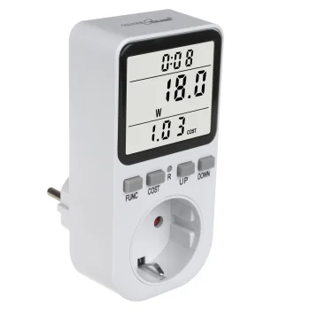 Измеритель мощности GreenBlue GB364 F (Ваттметр), Тип F, 3680 Вт, Белый