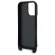 Karl Lagerfeld iPhone 16 vāciņš Saffiano Karl&Choupette Metal Pin ar siksniņu, melns