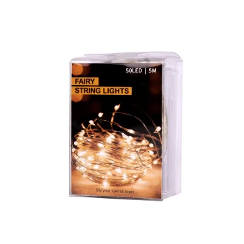 LED dekoratīvā virtene uz stieples, 5m, 50 LED, auksti balta