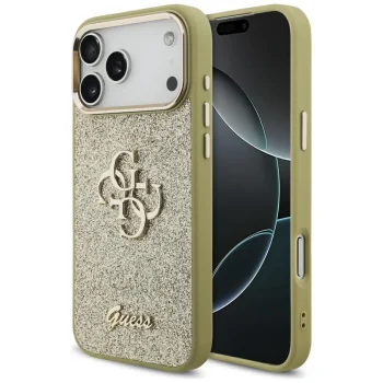 Чехол Guess Fixed Glitter Big 4G с металлической рамкой для iPhone 17 Pro Max,...