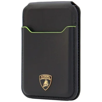 Магнитный кошелек-подставка MagSafe Lamborghini D1 из кожи, зеленый