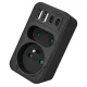Сетевой тройник разветвитель Maclean MCE249 F/B 2 розетки, 2x USB-A 18W, 2x USB-C PD...