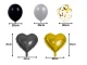 Birthday Party Balloon Set with Confetti Hearts 18 pcs, black gold
