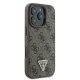 Guess Leather Metal Logo Strass Crossbody Case for iPhone 16 Pro - brown