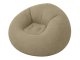 Inflatable Lounge Chair with Velour Finish, Soft Portable Pouf for Relaxing, Brown