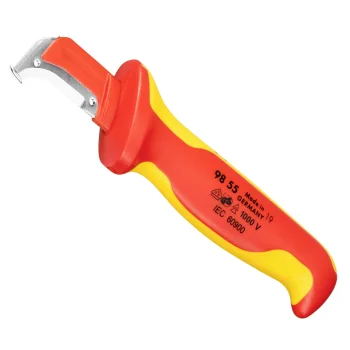KNIPEX 98 55 Cable Stripping Knife, Red / Yellow