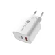 A6MaxL 20W USB-A un USB-C tīkla lādētājs ar 1m USB-C - Lightning kabeli, balts