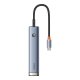 Baseus UltraJoy Series 5-in-1 USB-C centrmezgls (Hub) HDMI, USB 3.0, PD, RJ45, pelēks